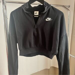 Nike Women's Black Half-Zip Cropped Hoodie